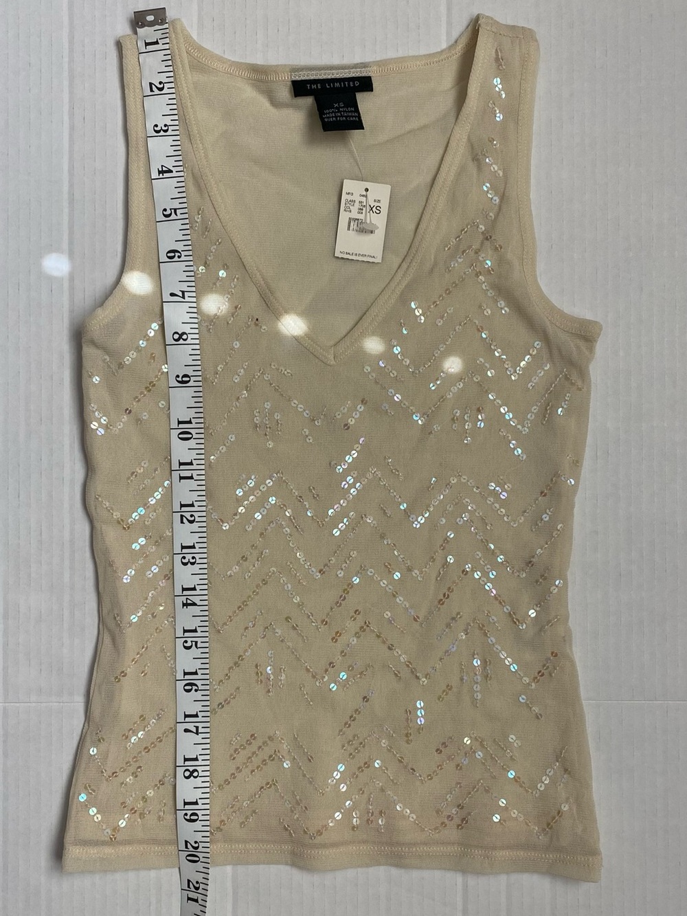 The Limited Cream Sequin V-Neck Tank Top